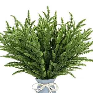 24Pcs Norfolk Pine Branches Stems 14.9" Artificial Pine Needles Sprigs Norfolk Pine Garland Accessories Vase Fillers Winter Fake Christmas Tree Picks Greenery Sprays for DIY Wreaths