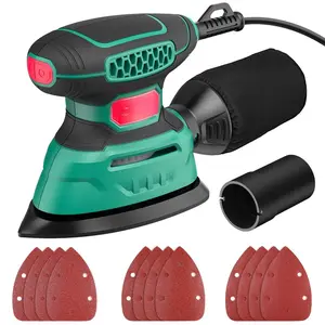 140W Detail Sander, 13000OPM, 1.2A Palm Sander Tool with 12 Sandpapers, with Efficient Dust Collection System, Compact Hand Sander for Woodworking Portable Orbital Polisher Random Orbital Polisher Hardware Rubber