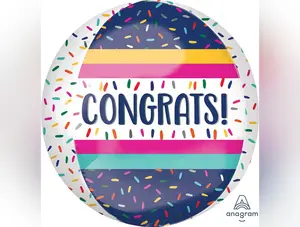 Colorful Congrats Orbz Foil Balloon