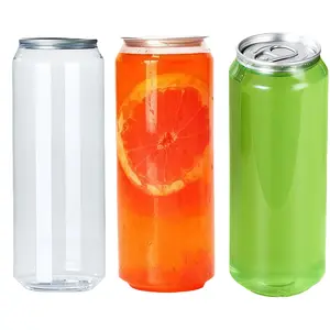 100-Pack Disposable Plastic Can Sealer Cups with Aluminum Lids – Leak-Proof, 16.9OZ PET Juice Bottles with Caps Compatible with Can Sealing Machine (Multi-Size ) (16.9oz 100 Pack)