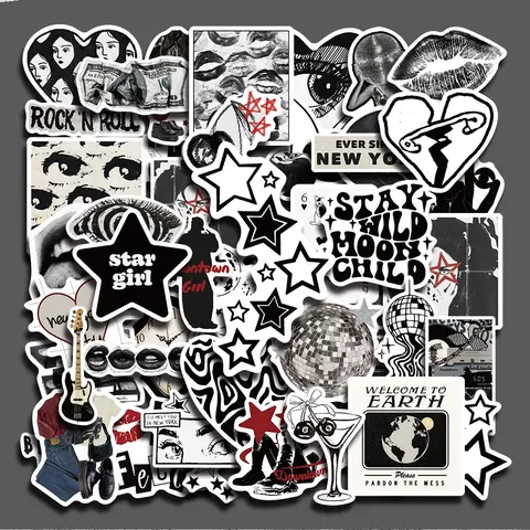 50PCS Vintage Y2K Aesthetic Stickers Pack, Retro 2000s Style Art Collage Vinyl Stickers for Laptop Cellphone Cover Water Bottle Phone Case Skateboard Journal Scrapbook DIY Decoration