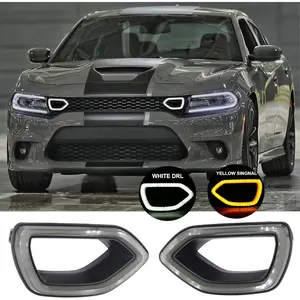 Grille Lights Replacement for SRT Scat Pack Grille Smoke LED Lights Pig Nose Fit for Dodge Charger 2015-2022