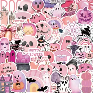 Pumpkin & Ghost & Bat Themed Sticker (50pcs), Cute Cartoon Sticker, Funny Stickers, Decorative Sticker for Diy Scrapbooking, Journaling, Gift Wrapping, Greeting Card Stickers Kit