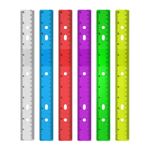 12-Inch Acrylic Ruler - Imperial/metric Markings, Assorted Transparent Colors