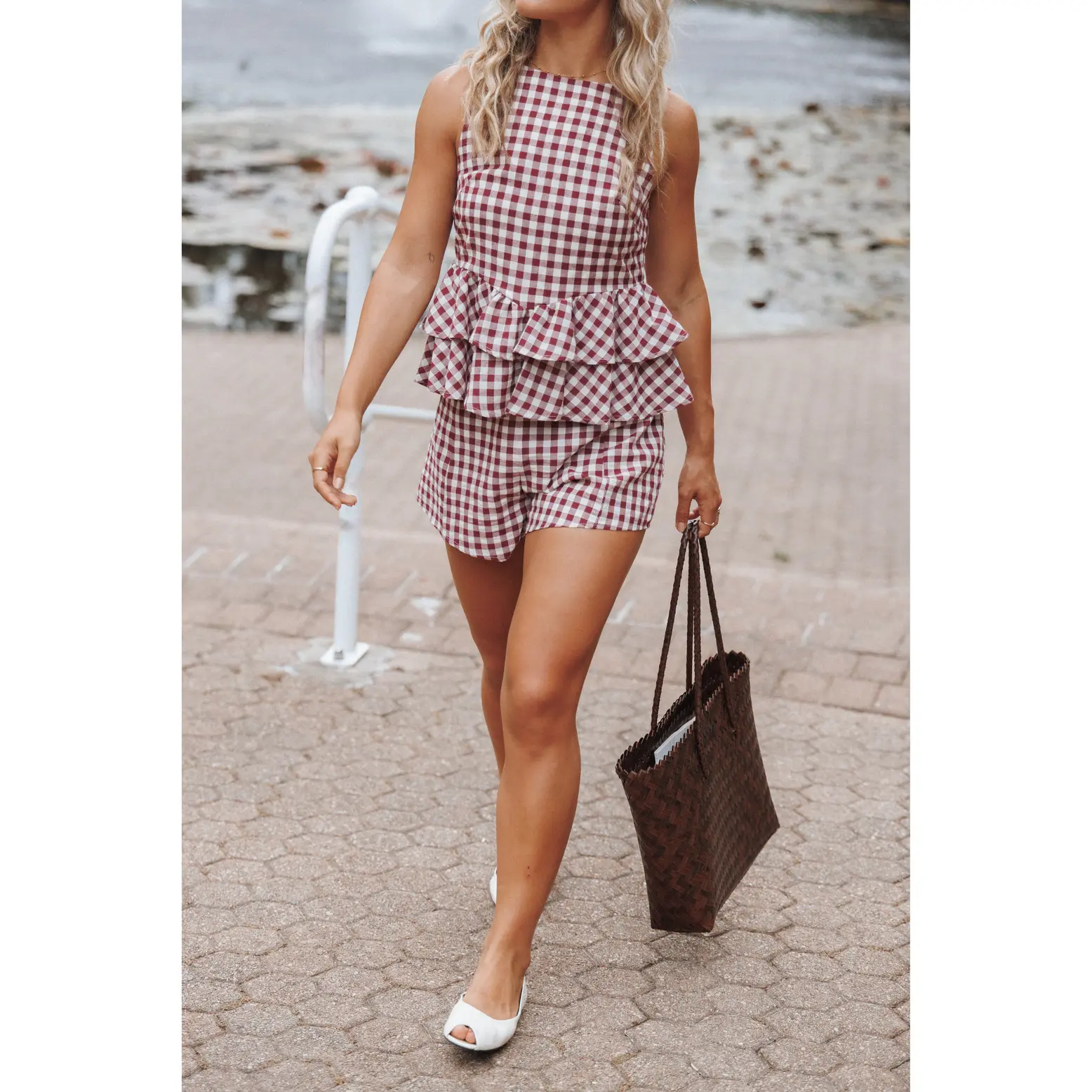 Landon Fitted Shorts - Burgundy Gingham