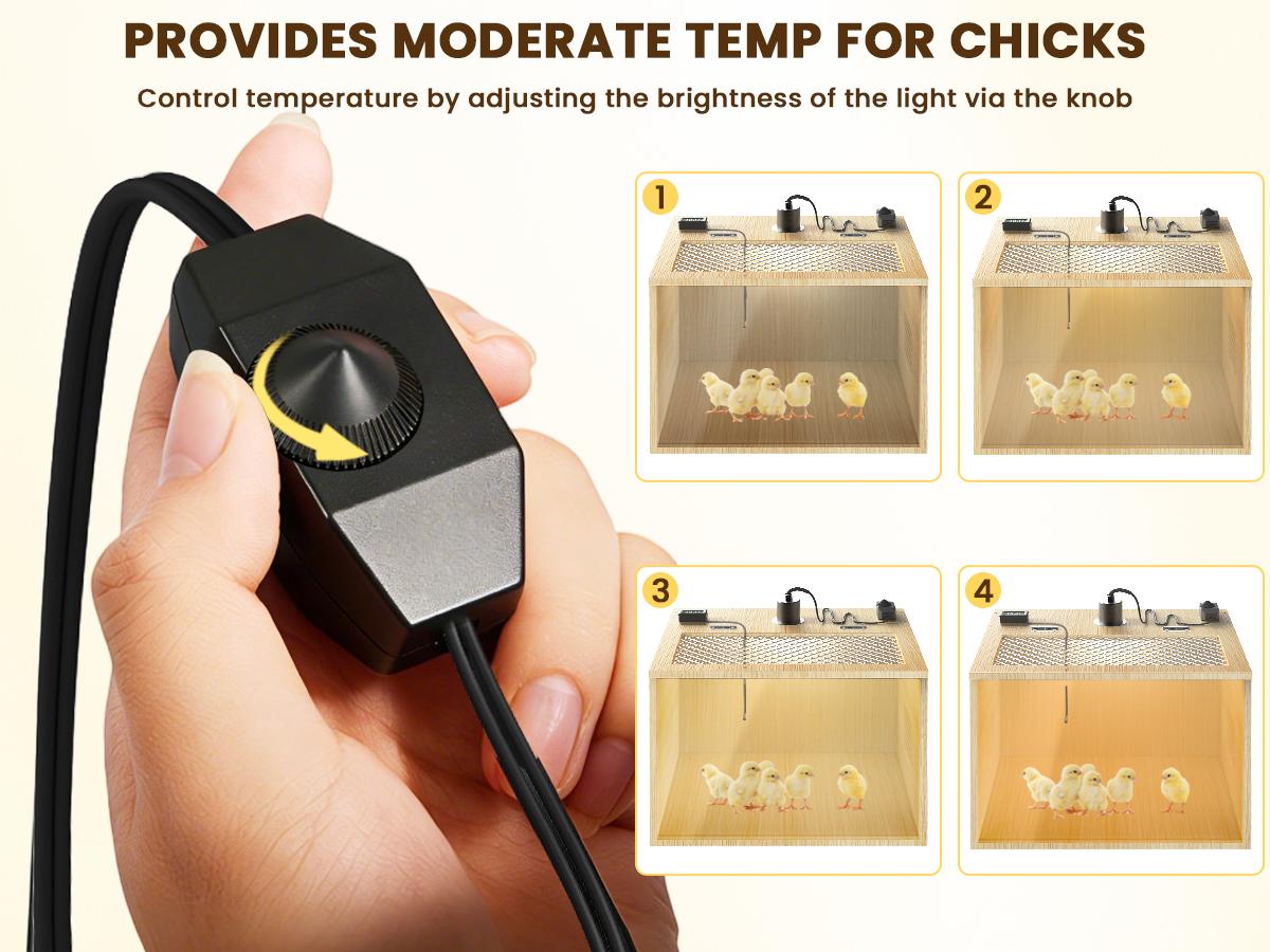 Brooder Box for Chicks, 16 Inch Wooden Chicken Brooder Box with 75W Heat Lamps, Thermometer and Tin Foil, Poultry Breeding Kit, Ideal for 5-7 Newborn Chicks Ducks Quails Hamsters, Small