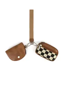 Women's Checkered Pattern Zipper Short Walletwith Detachable Keychain, Casual Versatile 2 in 1Wristlet Wallet, Trendy All-match Card Holder forDaily Use, Credit Card Holder, Stylish Wallet