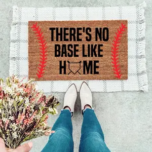 Baseball-themed Doormat - There's No Base Like Home - 18x30