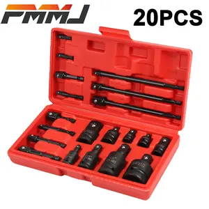 PMMJ Socket Adapter And Reducer Set, 20pcs Impact Square Socket Adapters, for Drivers, Wrenches & Ratchets, Includes Reducers, Universal Joints, Socket Adapter Extension, for Automotive Repair Project, Diversity Of Combination, Portable Storage Case