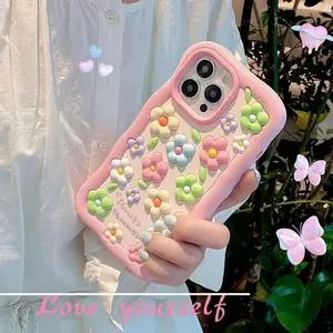 Cute Flower Soft Silicone stereoscopic 3D Case For iPhone 16 15 13 11 12 14 Pro Max   Luxury Shockproof Pink Floral Phone Cover