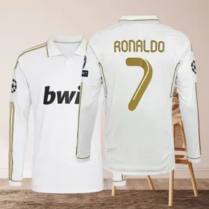 Ronaldo 7 1112 Home Edition Retro Gold Trim Short Sleeve Football Soccer Jersey