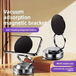 Quriov 360 °   Adjustable Vacuum Magnetic Phone Holder, Suction Cup Phone Mount for Magsafe, Portable Cell Phone Holder for Car,Makeup/Gym/Mirror, Fit for All iphone iphone 11 and above