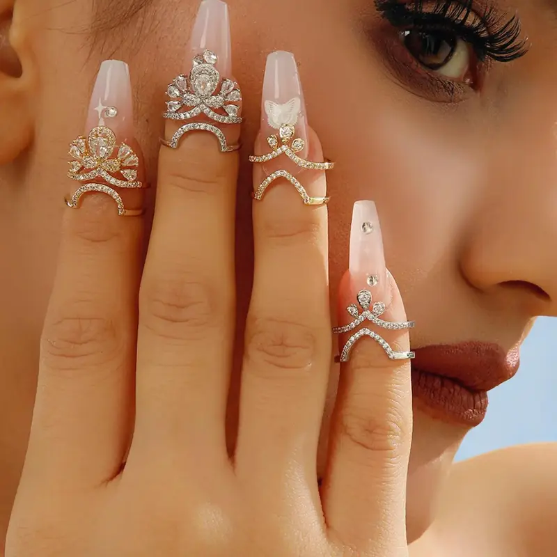 Women's Elegant Artificial Zirconia Decorated Ring, Exquisite Trendy Ring, Fashionable Jewelry for Women As Gift, Stackable Rings, Synthetic Zircon Rings