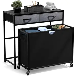 Sorbus Dresser with 3 Section Laundry Hamper Pull-Out with Wheels and 2 Drawers Laundry Room Organization