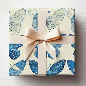 Blue Butterfly Wrapping Paper Butterfly Baby Shower Gift Wrap Butterflies Themed