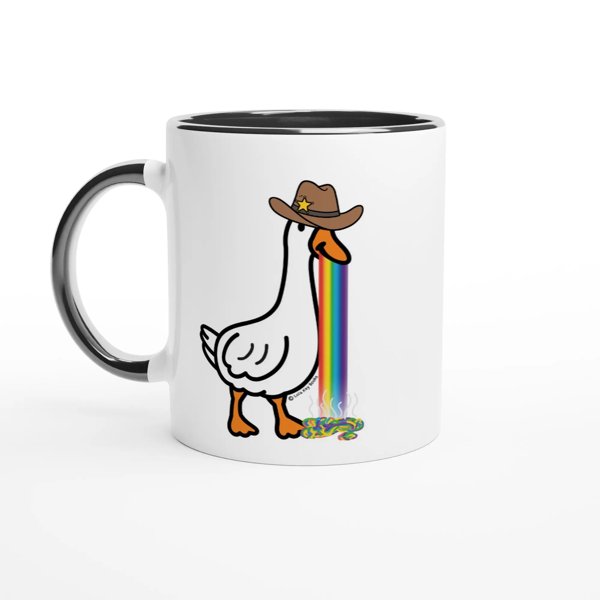 Papa Goose Glossy Ceramic Mug - 11oz White Kitchenware Drinkware with Black Interior, Animal Design, Character Theme, Cartoon Illustration, Animal Design Mugs, Character Theme Mugs