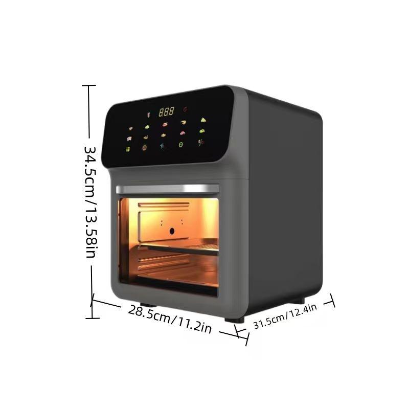 13L air fryer toaster oven combination, made of stainless steel material, compact oven of household size, used for baking whole chicken/double cooking, stainless steel interior, easy to clean, including 2 accessories and recipes, US plug