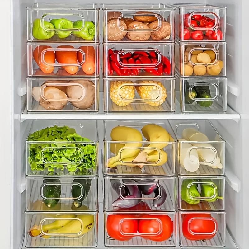 GHQ 6Pcs Acrylic Stackable Plastic Fruit Storage Containers for Refrigerator Cupboard & Utility Room Clear Durable Versatile Use Kitchen Gadgets