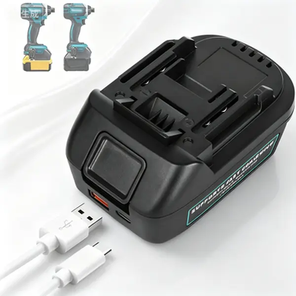 Universal Battery Adapter with USB & Type-C Charging Port, Compatible with 20V & 18V Power Tool Batteries, Convert to 18V Battery System, Dual Charging Socket for Power Tool Battery, Rechargeable Battery Converter