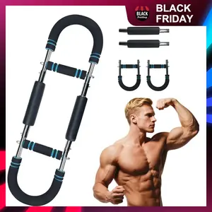 60-90LBS Adjustable Arm & Chest Muscle Trainer for Men - Detachable Stainless Steel Fitness Tool with Blue Grips Ideal for Beginners and Enthusiasts Strength Training Accessory Comfortable Grips Gym Accessories,Gift for Christmas,New Year