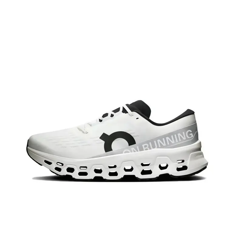 Breathable mesh running shoes white upper black inner lining hollow cut‑out chunky sole shock absorb cushion lightweight road jogging gym training travel casual unisex sport footwear