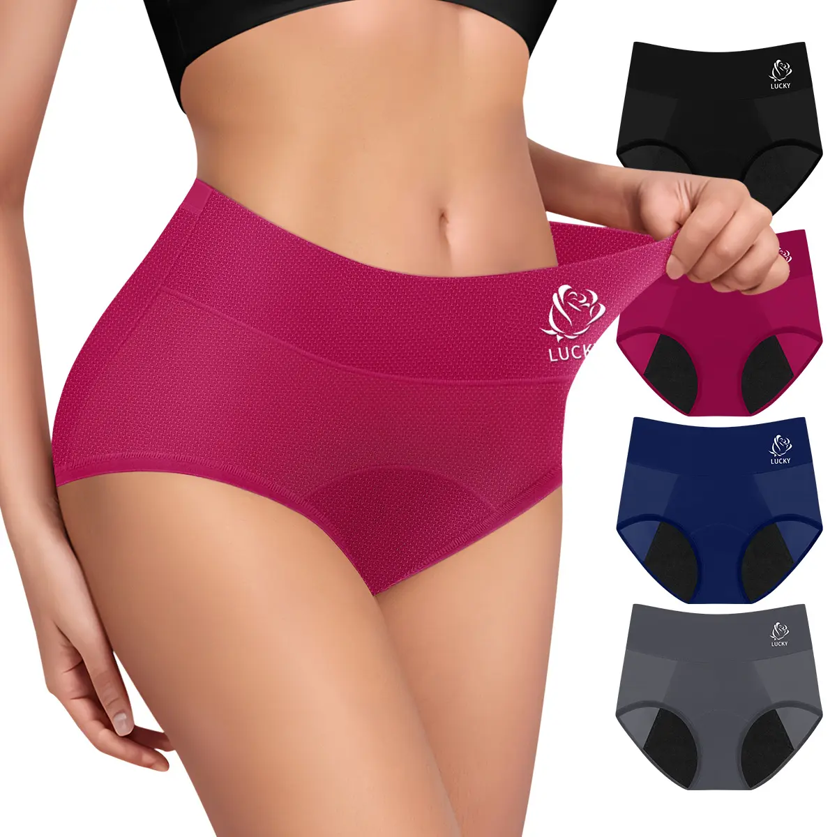 Morelect Women's Casual Period Panties, High-Waist Breathable Mesh Design, Soft, Lightweight & Leak-Proof 4/6/8-Count Multi-Pack, Lady