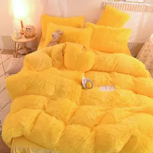 4 Piece Plush Duvet Cover Set (1 Fluffy Faux Duvet Cover+ 1 Heart Pillow + 2 Furry Pillow Shams), Soft & Warm Bedding Set (Pink, Queen (U.S.Standard)#tiktokshopstockup  #mothersdaygift Bed Sets