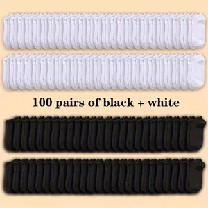 100 pairs unisex solid color deodorant sweat-absorbing low-top socks, comfortable and breathable thin socks, suitable for daily and outdoor wear in summer