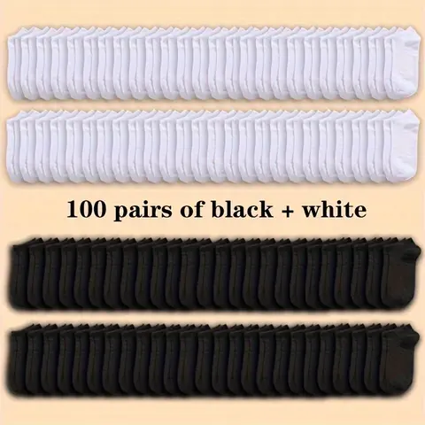 Women's Minimalist Low-Top Casual Basic Socks - 100 Pairs Solid-Color Underwear for Women, Deodorizing, Sweat-Absorbing, Lightweight Thin, Breathable One-Size Socks for Summer Daily & Outdoor Wear