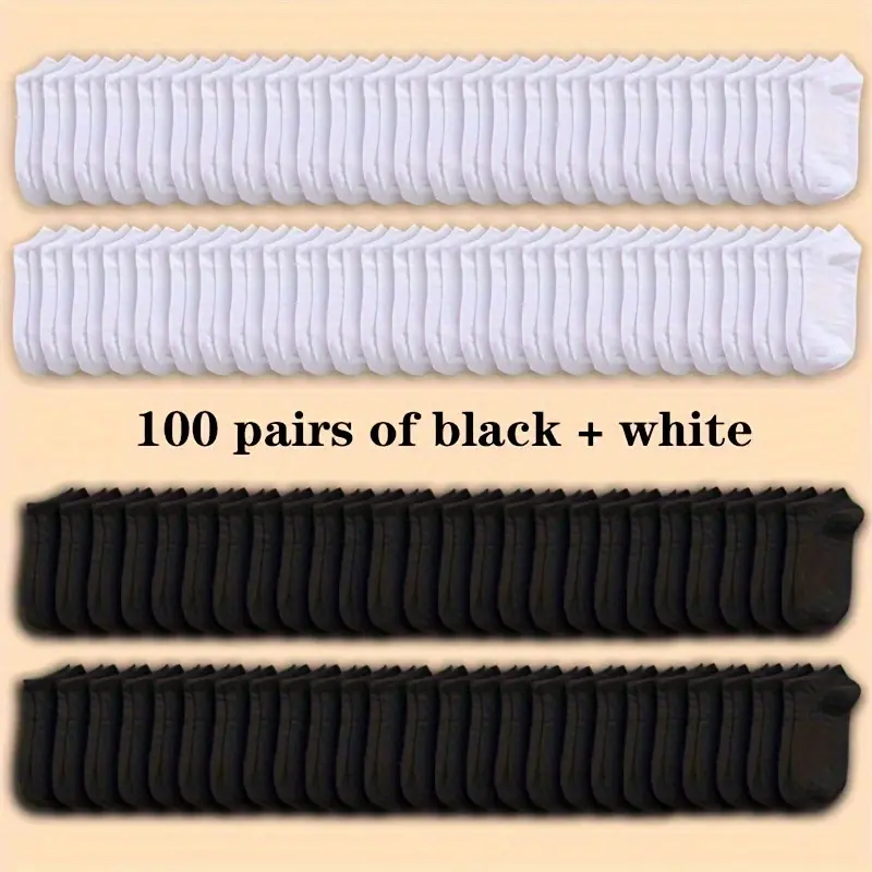 Women's Plain Low-Top Casual Socks - 100 Pairs Solid-Color, Deodorant, Sweat-Absorbing, Lightweight Thin, Breathable Socks for Women, Summer Daily & Outdoor Wear
