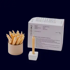 Rice Wax Candle Gift Box with 1 Candle Stand Rippoh