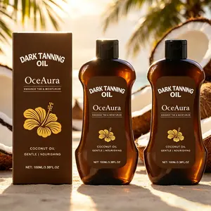 2-Pack Tropical Style Coconut Body Tanning Moisturizing Oil(100ML*2), Nourishes Skin, Natural Bronzing, Gradual Body Tan, Improves Texture, Glossy Radiant Skincare Oil, Tanning Essentials