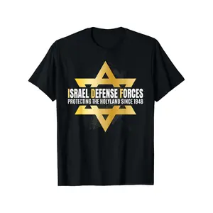 Support Israel Defense Force IDF Jewish Star of David Gifts T Shirt 100% Cotton Casual Tshirts Crewneck T-Shirt Funny Short Sleeve Unisex Graphic Tee for Men Women Adults Classic Menswear Summer Fashion Streetwear Top