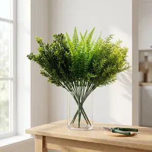 KIRIFLY Artificial Shrubs Fake Plants Greenery Leaves 6 Bundles for Home Garden Indoor Outdoor Verandah Wedding Party DIY Table Arrangement Planting Filler