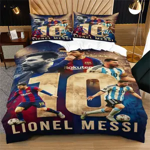 Lionel Messi 10 Bedding Set (Including 1 Duvet Cover And 1-2 Pillowcases), Football Legend Themed Bedding with Fan Appeal for Soccer Fans & Sports Lovers