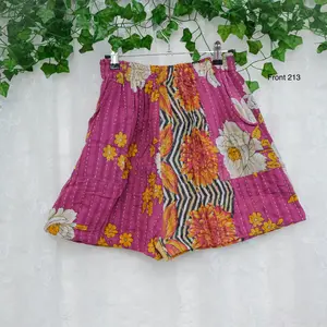 Bohemian Summer Kantha Shorts, Cotton Patchwork Shorts, Vintage Shorts with Pockets, Handmade Upcycled Fashion, Festival Unisex Casual Hippie Shorts, Elastic Waist Shorts with Pockets, Handstitched Shorts