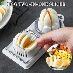 2-in-1 Multifunctional Egg Slicer&cutter - A Manual Kitchen Tool with Circular Blades And Durable Plastic Material Suitable for Boiled Eggs, Camping, Cooking, And Dining - Evenly Sliced And Easy to Clean, Designed Specifically for Hard Boiled Eggs