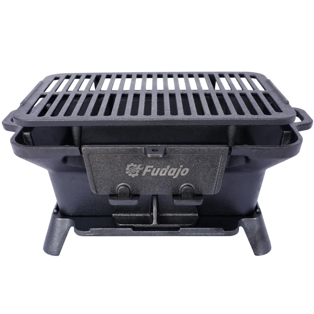 Fudajo Heavy Duty Oval Cast Iron Charcoal Grill - 16.0x10.2x7.5 in Compact Tabletop Hibachi Skillet with Heat Control, Portable Outdoor BBQ Tool for Hunting, Tailgating, All Year Round Use, Oval Shape