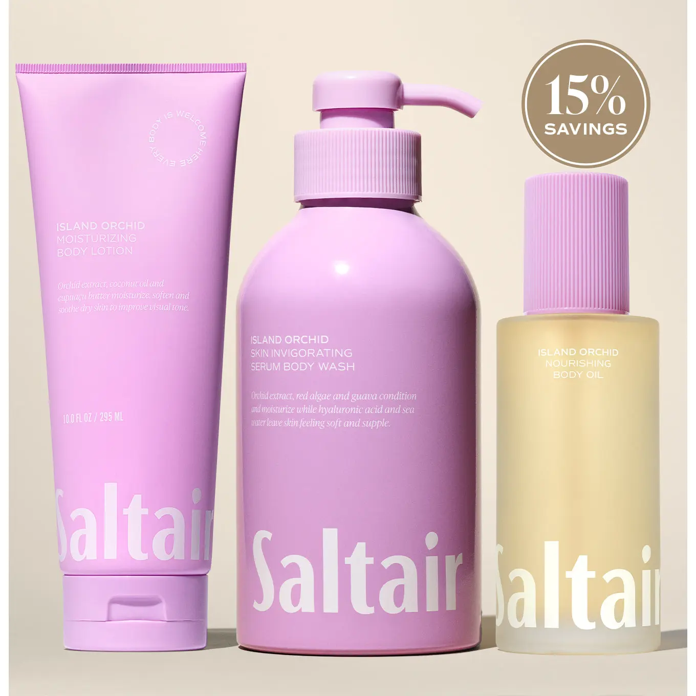Saltair Island Orchid Trio - Sea Jasmine Frangipani & Warm Musks Lotion Body Wash Saltair Island Orchid Trio - Sea Jasmine Frangipani & Warm Musks Lotion Body Wash