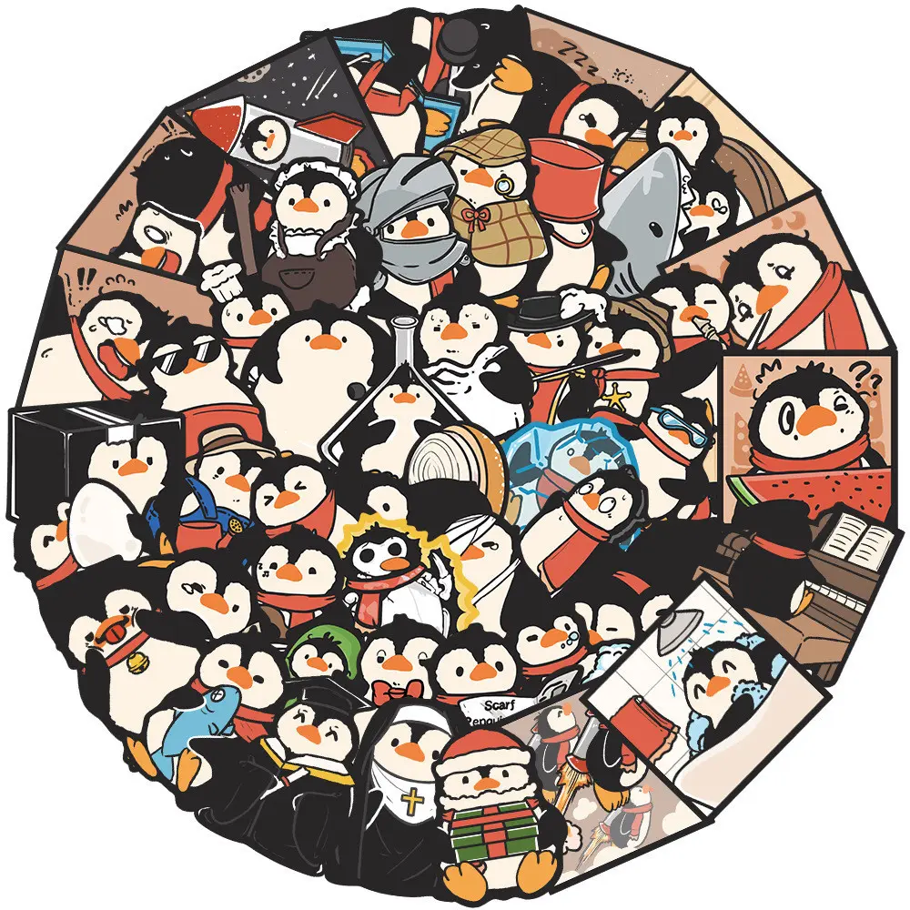50PCS Cute Cartoon Funny Penguin Waterproof Graffiti Stickers for Helmet Bicycle Hand Account Pencil Case Decals LanLanStickersWorld
