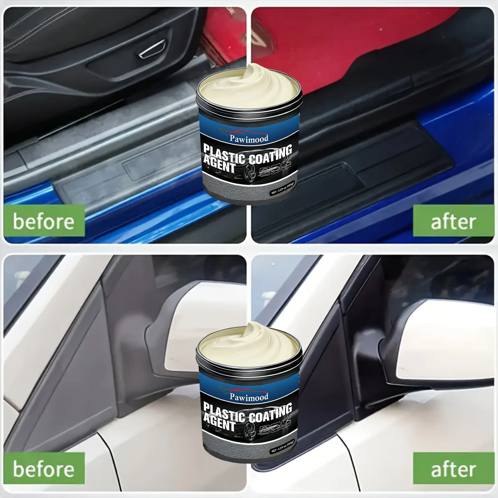 Car Plastic Part Restorer, Black Interior Trim Polishing Wax, Aging Prevention Refurbishment Agent, Repair Plastic Scratches, Tire Shine Paste, Leather Sofa Seat Care Cream, Suitable for All Car Interiors And Exteriors