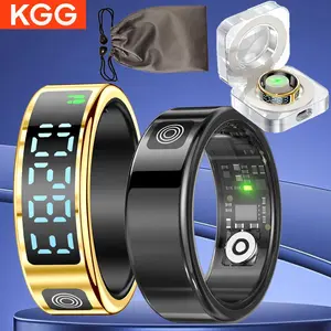 KGG Smart Ring with LED Screen Display, USB Rechargeable Smart Ring with Charging Bin, Fitness Tracker Remote Control Photo Video Waterproof Couple Ring, Watches