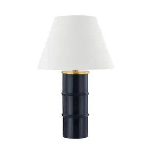 Banyan Table Lamp - Abstract Bamboo Design With Dark Navy Ceramic Base for Elegant Tabletop Accent
