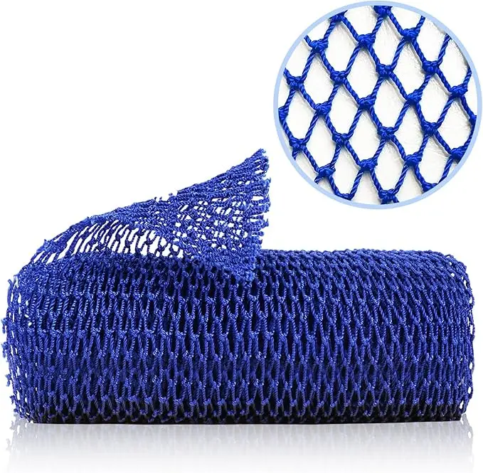 African Net Sponge, Authentic Exfoliating Body Scrubber for Bath and Shower, Multiple Textures with Gentle Deep Exfoliating and Rich Lather for All Skins (Blue)