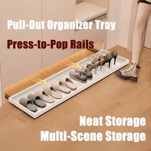 Expandable Space-Saving Shoe Rack with Smooth Bounce Track, Nail-Free Embedded Storage, Ideal for Entryway, Closet, Small Apartments
