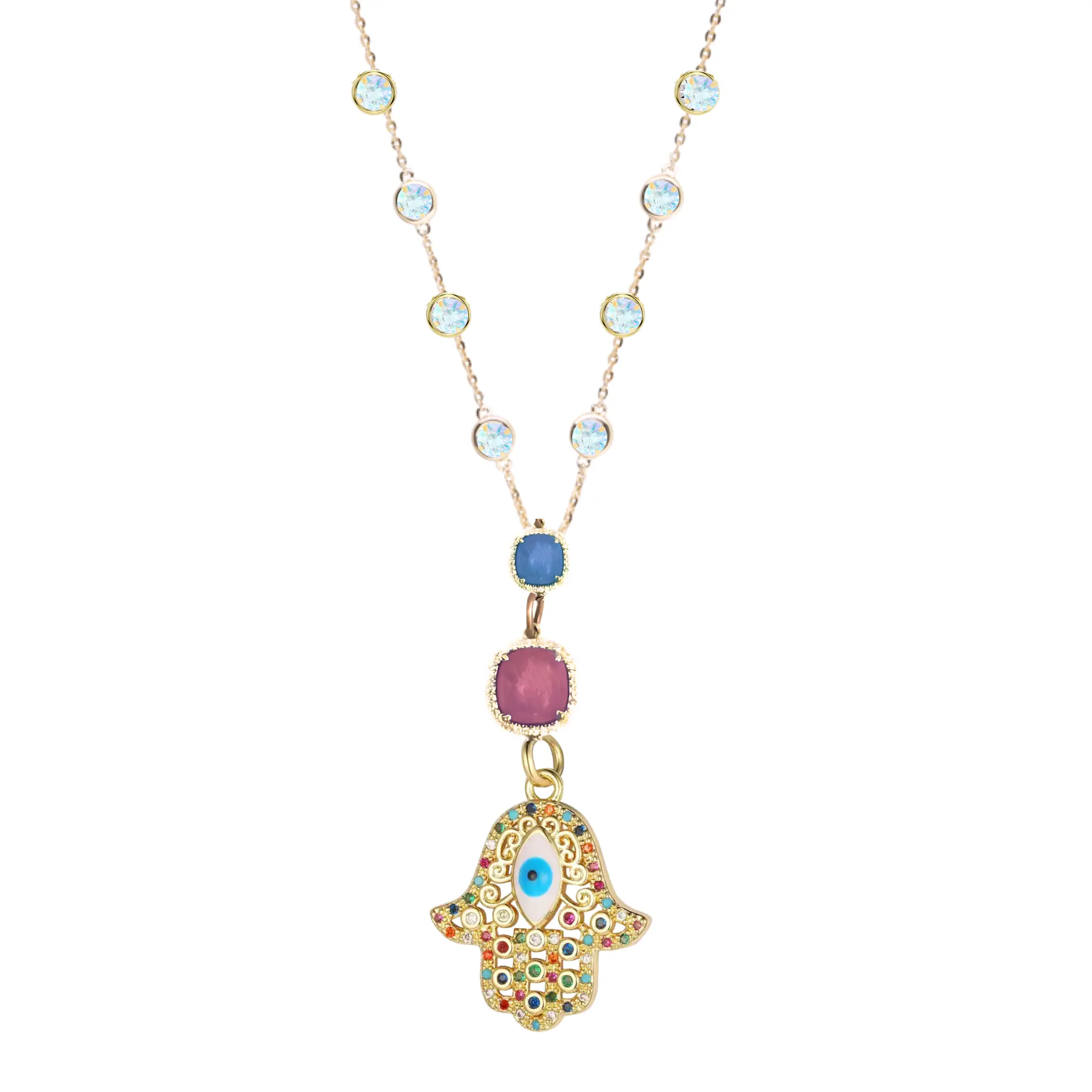 Hamsa Y crystal necklace *TS*