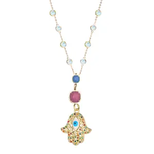 Hamsa Y crystal necklace *TS*