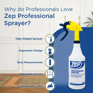 Zep Professional 32 oz Plastic Spray Bottle | Adjustable Nozzle, Comfort Grip