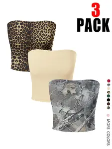 Women's Solid Color Camo Print Tube Top, Casual Fashion Sleeveless Strapless Camisole Top for Summer, Women's Top for Daily Wear