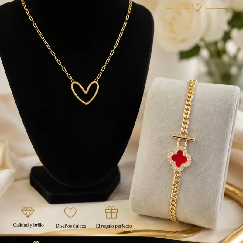 Gargantillas de corazón y pulsera